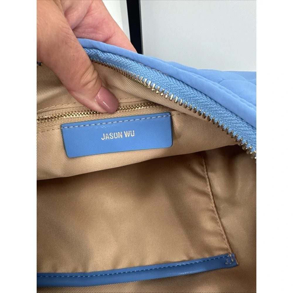 Jason Wu Women Nylon Woven Hobo Shoulder Bag Vista Blue Summer Half‎ Moon